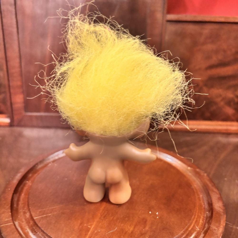 Vintage‎ Ace Novelty Treasure 3" Troll Doll Yellow Hair Belly Gem - Picture 4 of 5
